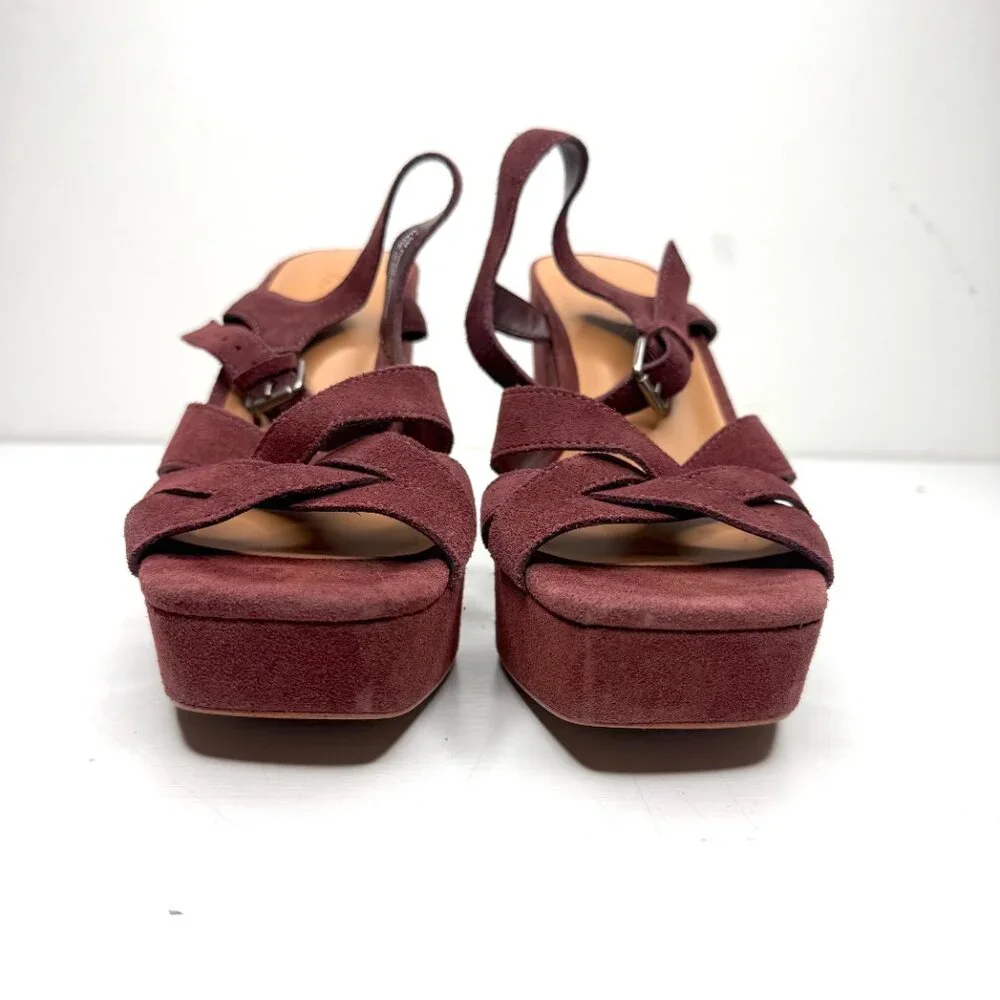 SPLENDID Piper Suede Leather Chunky Platform Ankle Strap Heel Sandals Womens 7.5